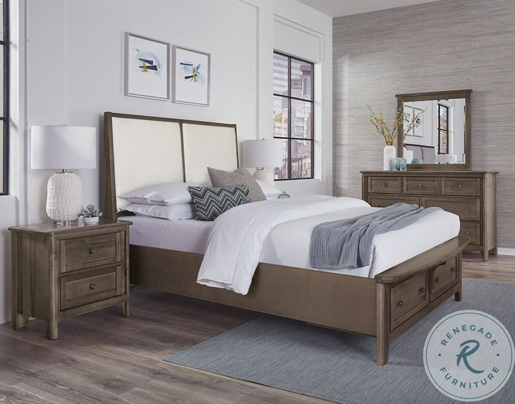 Woodbridge Dark Cashmere And White Upholstered Storage Platform Bedroom Set