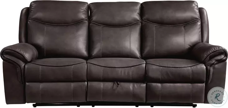 Aram Dark Brown 89" Double Reclining Sofa