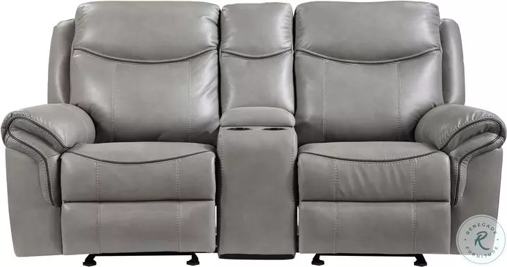 Aram Gray Glider Reclining Loveseat With Console