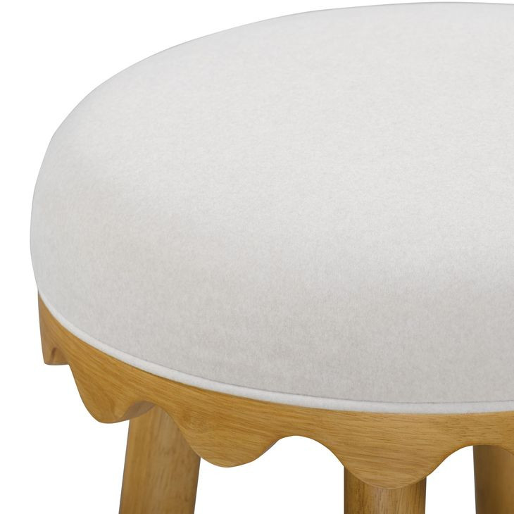 Oodle Cream Performance Vegan Mohair Upholstered Bar Stool