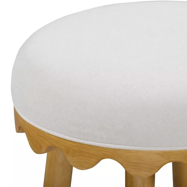 Oodle Cream Performance Vegan Mohair Upholstered Bar Stool