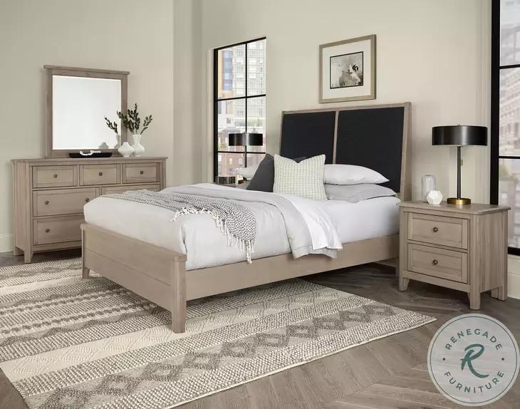 Woodbridge Shadow Gray And Black Upholstered Low Profile Bedroom Set