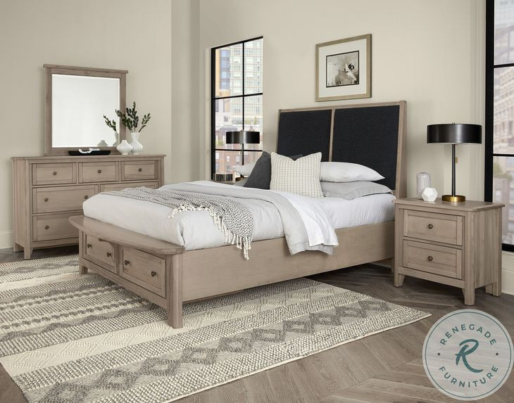 Woodbridge Shadow Gray And Black Upholstered Storage Platform Bedroom Set