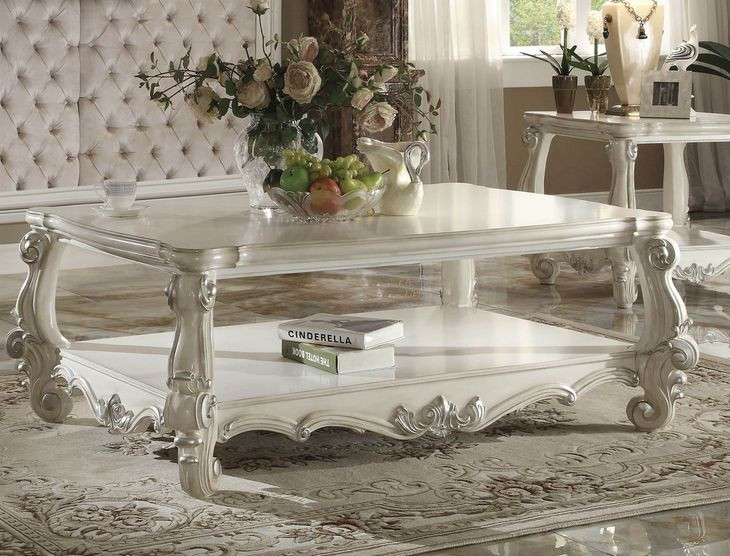 Versailles Bone White Rectangular Coffee Table