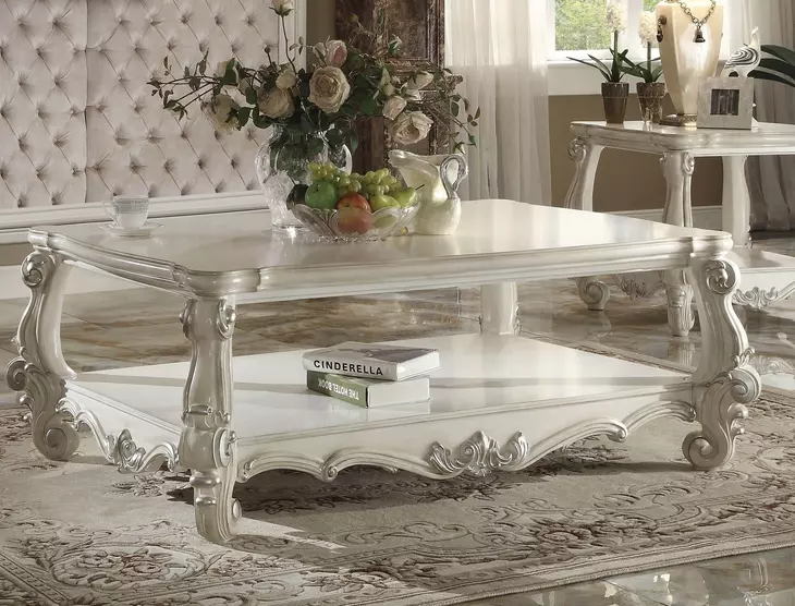 Versailles Bone White Rectangular Coffee Table