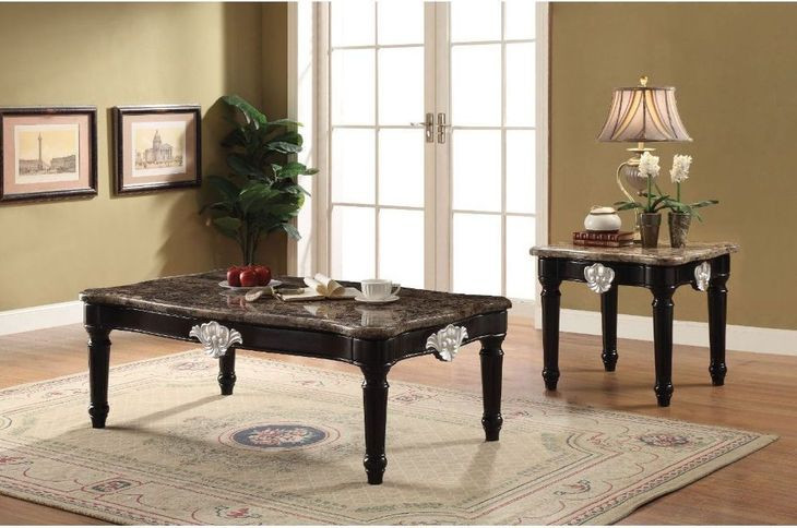 Ernestine Black Marble Occassional Table Set