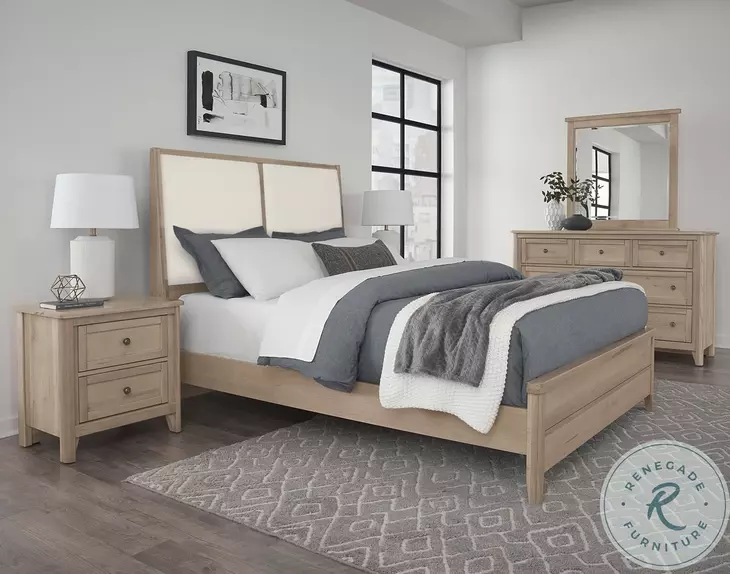 Woodbridge Clear Maple And White Upholstered Low Profile Bedroom Set