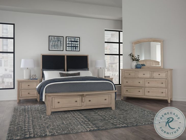 Woodbridge Clear Maple And Black Queen Upholstered Storage Platform Bed