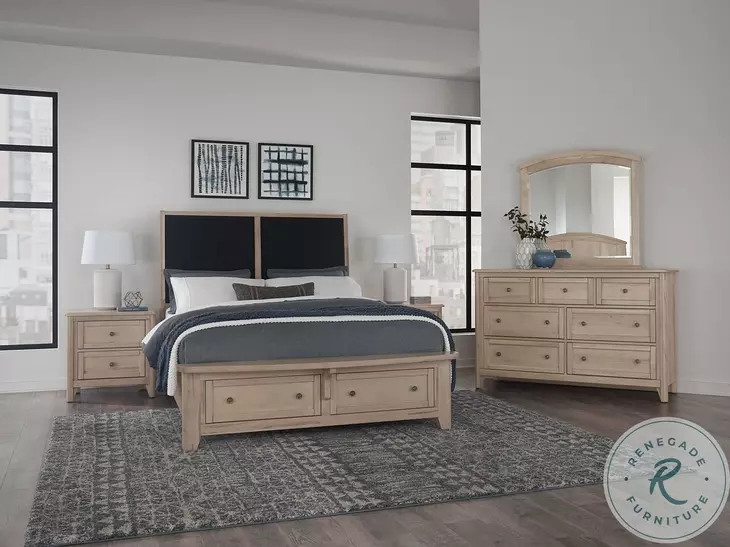 Woodbridge Clear Maple And Black Upholstered Storage Platform Bedroom Set