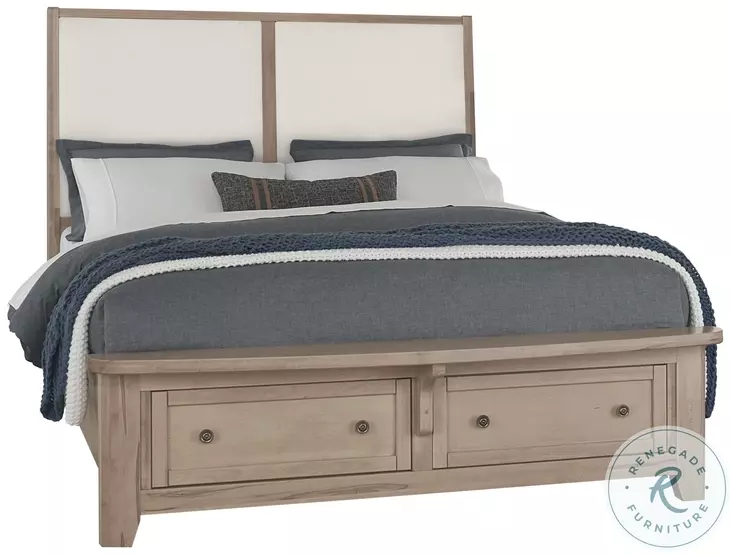 Woodbridge Clear Maple And White Upholstered Storage Platform Bedroom Set