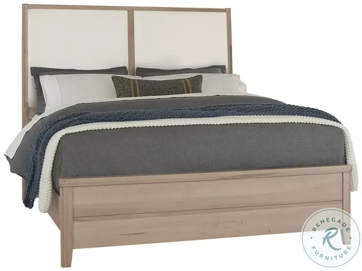 Woodbridge Clear Maple And White Upholstered Low Profile Bedroom Set