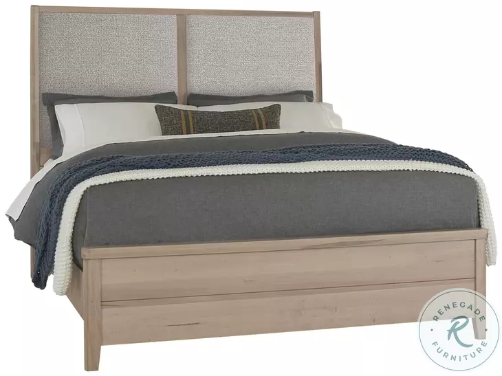Woodbridge Clear Maple And Gray California King Upholstered Low Profile Panel Bed