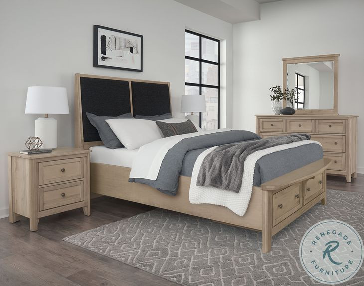 Woodbridge Clear Maple And Black Queen Upholstered Storage Platform Bed