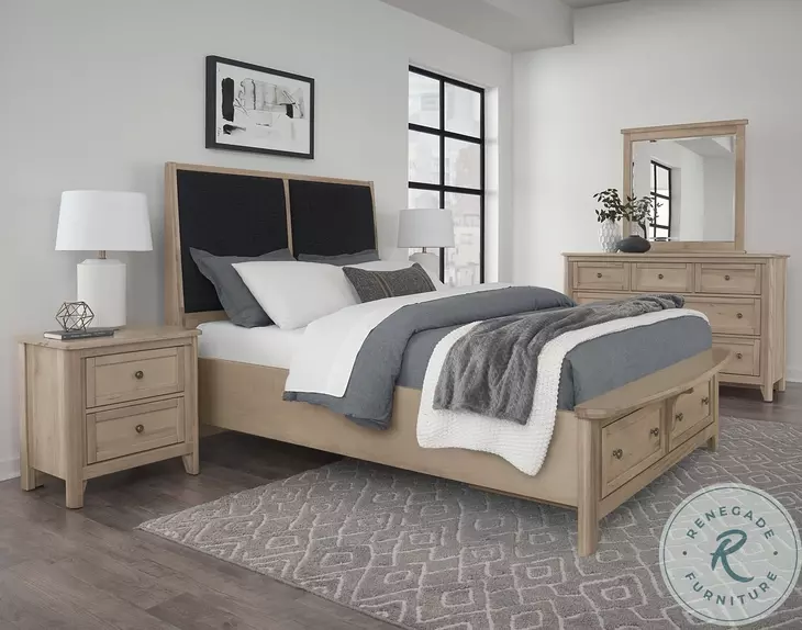 Woodbridge Clear Maple And Black Upholstered Storage Platform Bedroom Set