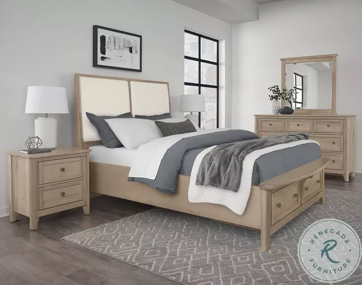 Woodbridge Clear Maple And White Upholstered Storage Platform Bedroom Set