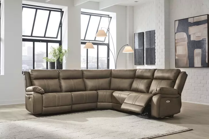 Ultra Max Biscotti 5 Piece Modular Power Reclining Sectional with Armless Recliner and USB Charging