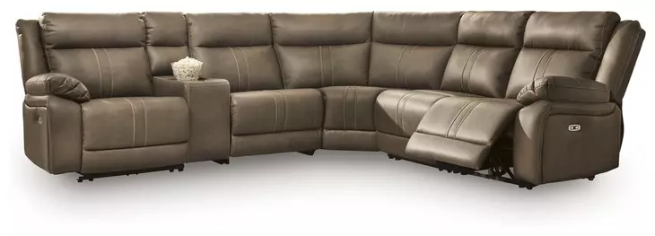 Ultra Max Biscotti 6 Piece Modular Power Reclining Sectional with USB Charging and Audio Console