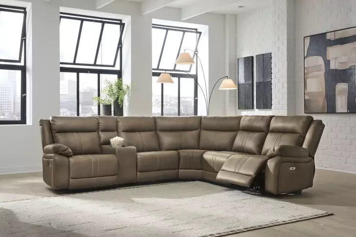 Ultra Max Biscotti 6 Piece Modular Power Reclining Sectional with USB Charging and Audio Console