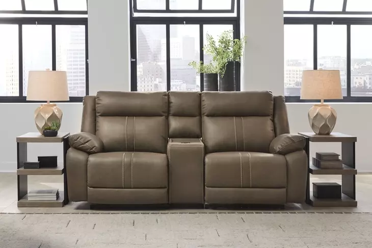 Ultra Max Biscotti 3 Piece Modular Power Reclining Sectional with Console USB Charging and Audio Console