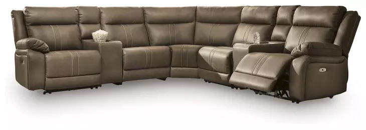 Ultra Max Biscotti 7 Piece Modular Power Reclining Sectional with USB Charging and Audio Console