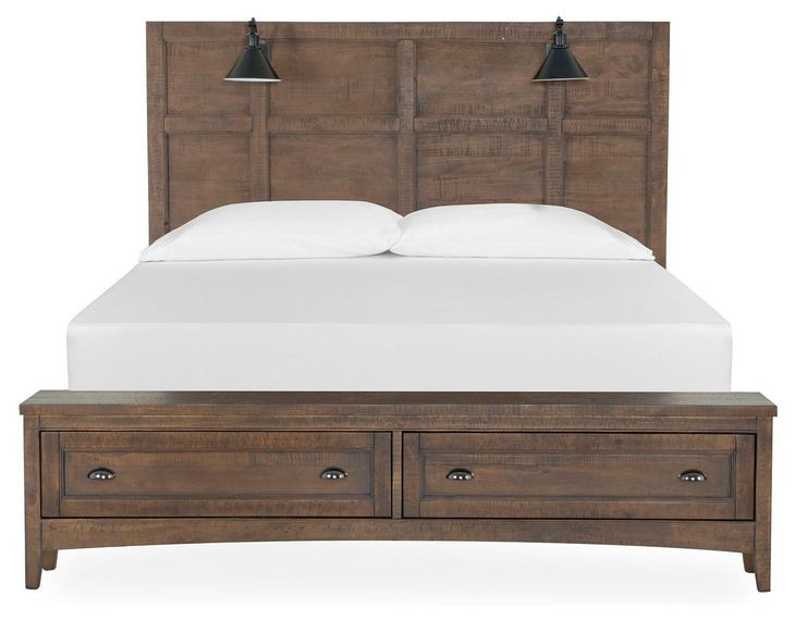 Bay Creek Toasted Nutmeg King Storage Panel Bed with LED