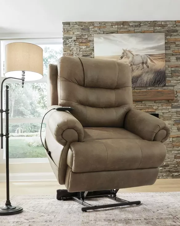 Created Comfort Earth Power Lift Recliner with Power Headrest and Heat Massage