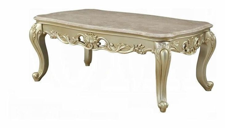 Gorsedd Golden Ivory Rectangular Marble Top Occassional Table Set