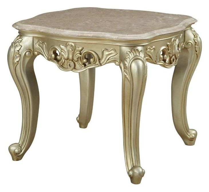 Gorsedd Golden Ivory Square Marble Top End Table