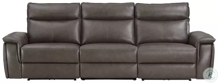 Maroni Dark Brown Power Double Reclining Sofa with Power Headrests