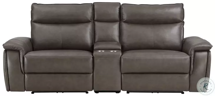 Maroni Dark Brown Power Double Reclining Console Loveseat with Power Headrests