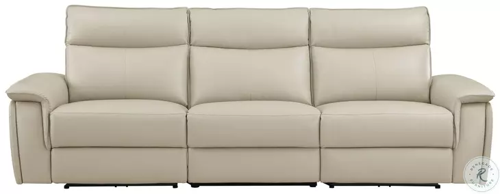 Maroni Taupe Power Double Reclining Sofa with Power Headrests