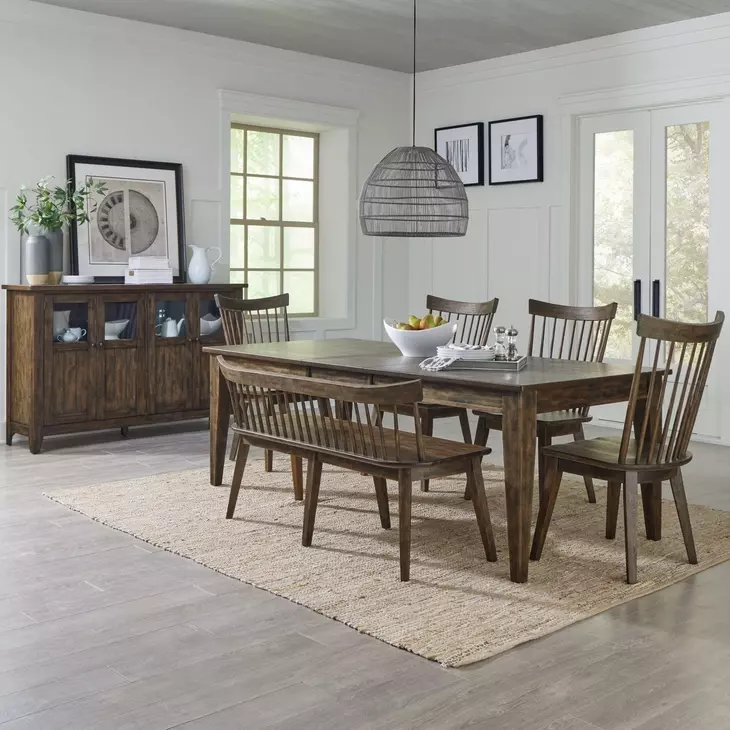 Midland Falls Rustic Brown 6 Piece Extendable Rectangular Dining Set