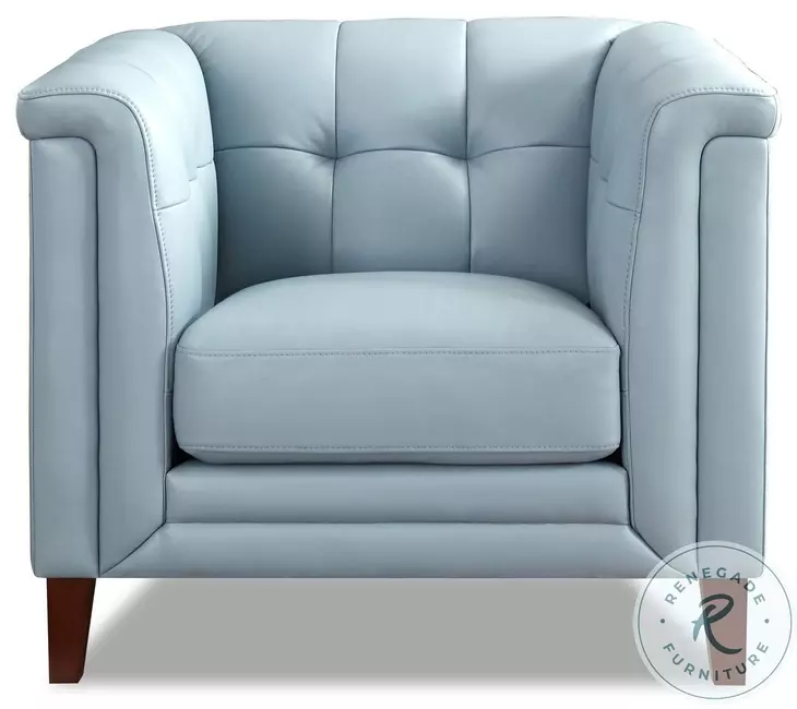 Elric Spa Blue Top Grain Leather Chair