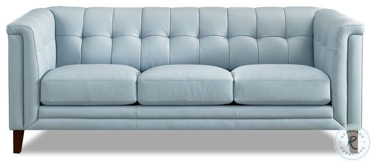 Elric Spa Blue Top Grain Leather Sofa