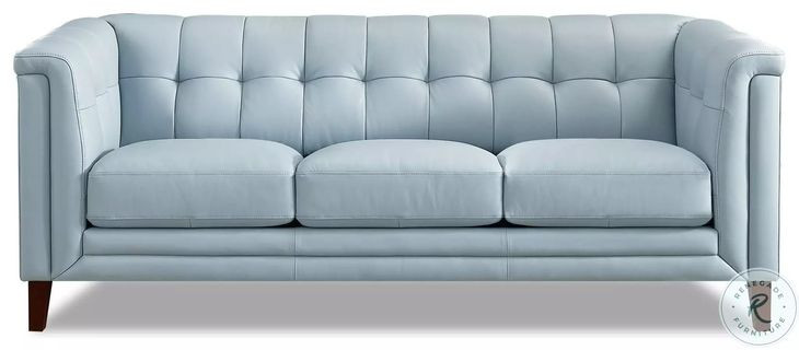 Elric Spa Blue Leather 84" Sofa