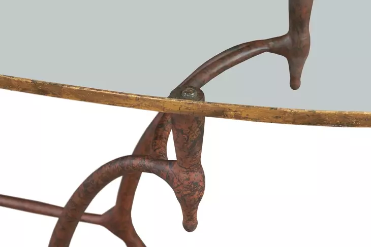 1940S French Gold and Brown Oval Long Console Table