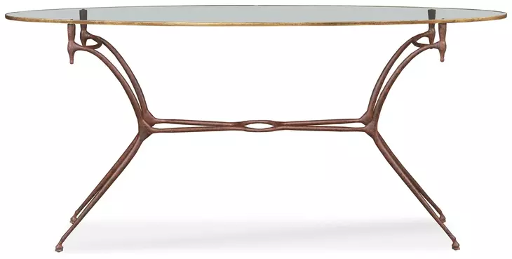 1940S French Gold and Brown Oval Long Console Table