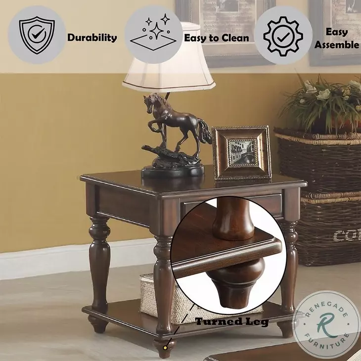 Farrel Walnut Square End Table