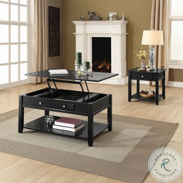 Malachi Black Rectangular Lift Top Occassional Table Set