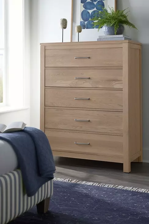 Tide And Timber Clear Oak 5 Drawer Chest