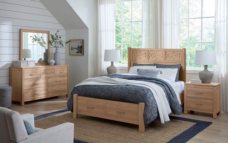 Tide And Timber Clear Oak King Panel Storage Bed