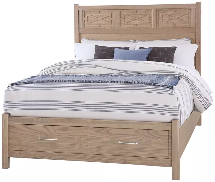 Tide And Timber Clear Oak Queen Panel Storage Bed