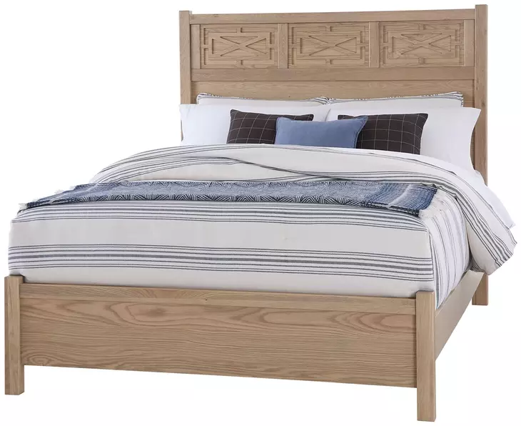 Tide And Timber Clear Oak Queen Fretwork Panel Bed