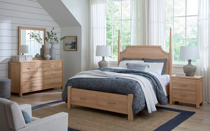Tide And Timber Clear Oak King Pencil Poster Storage Bed