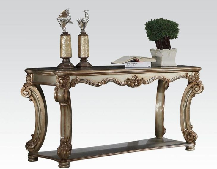 Vendome Gold Patina Rectangular Sofa Table with Storage