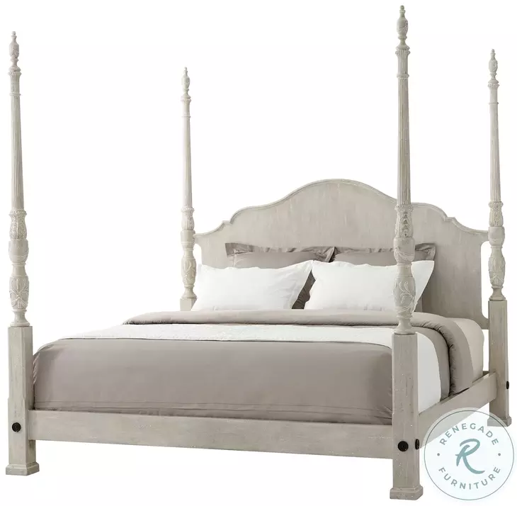 Limewash Middleton Faux Grey Marble King Poster Bed