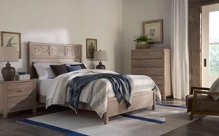 Tide And Timber Gray Oak Fretwork Panel Bedroom Set