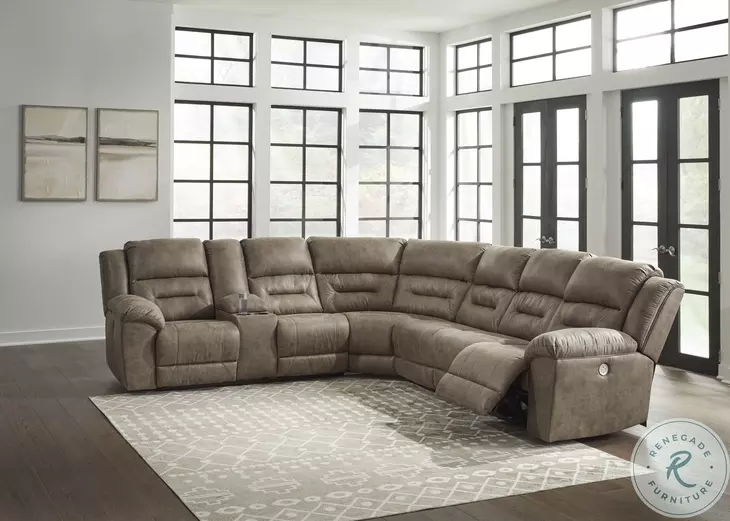 Ravenel Fossil 4 Piece Power Reclining Console LAF Sectional