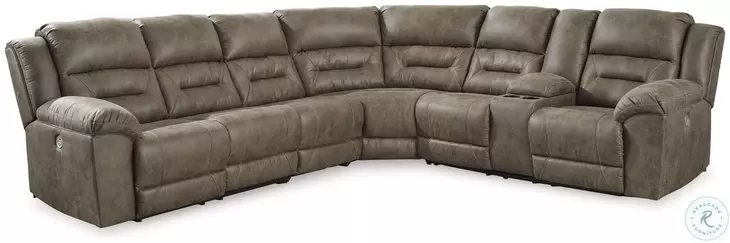 Ravenel Fossil 4 Piece Power Reclining Console RAF Sectional