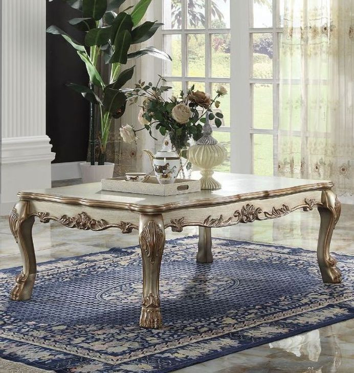 Dresden Gold Patina and Bone Rectangular Coffee Table